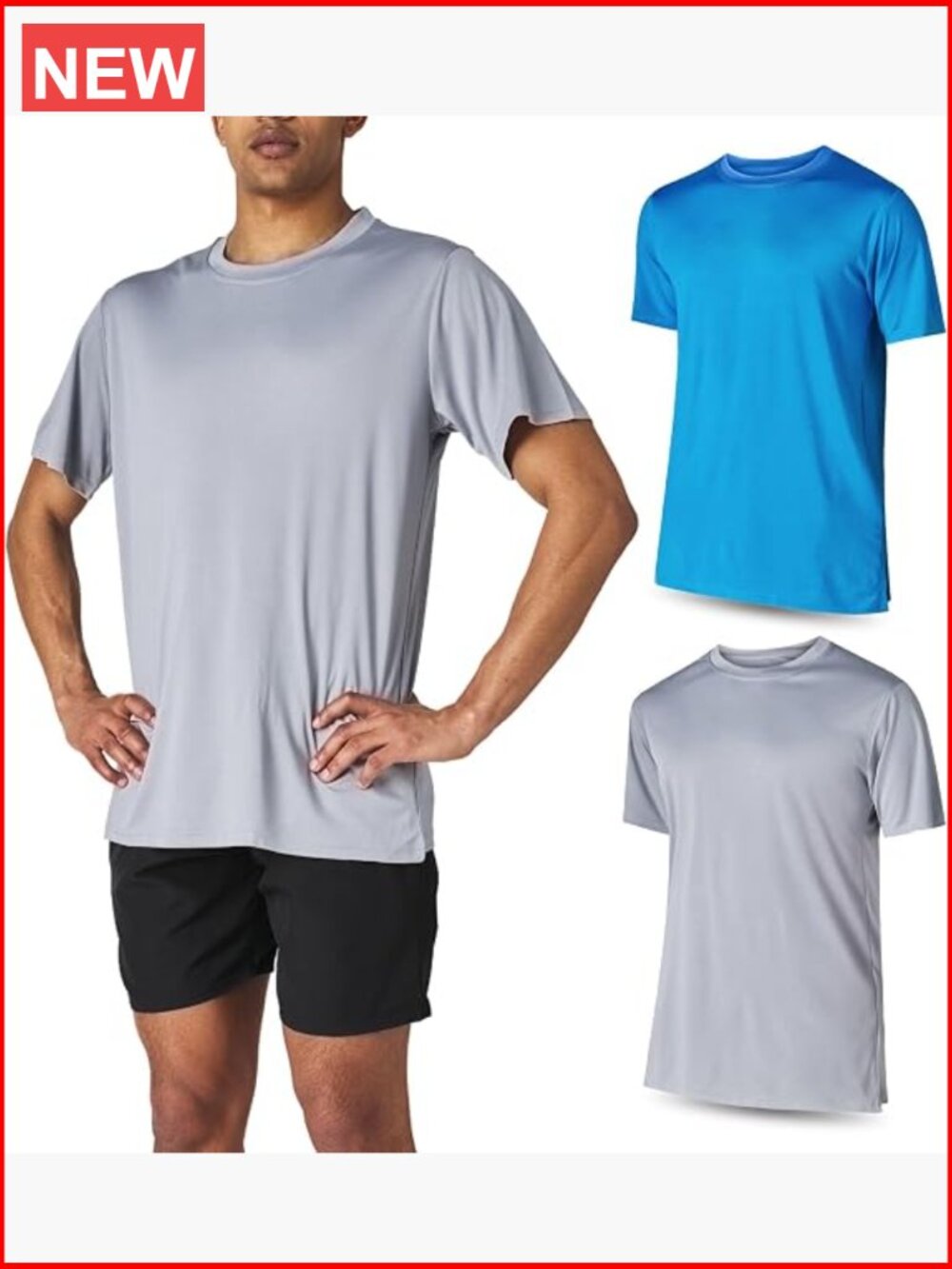 2 Pack Men's Moisture Wicking Athletic Dry Fit T-Shirts Crew Neck Short Sleeve